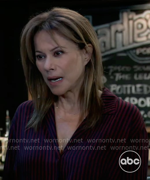 Alexis's red and navy striped shirt on General Hospital