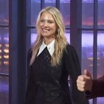 Ali Larter’s leopard print contrast mini dress on The Kelly Clarkson Show