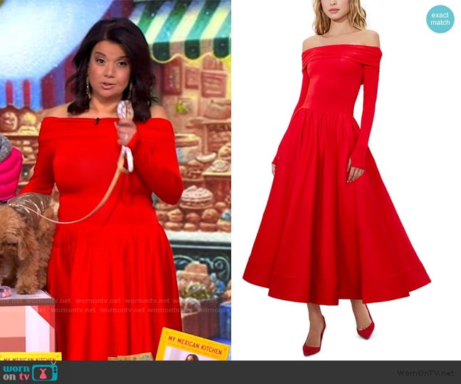 Alice + Olivia Chara Flared Midi Dress worn by Ana Navarro on The View