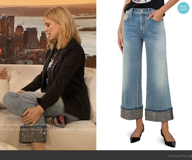 Alice + Olivia Weezy High Rise Ankle Jeans in Sierra Lig worn by Alexandra Breckenridge on The Drew Barrymore Show