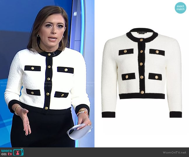 Chloe’s white contrast trim textured jacket on Today