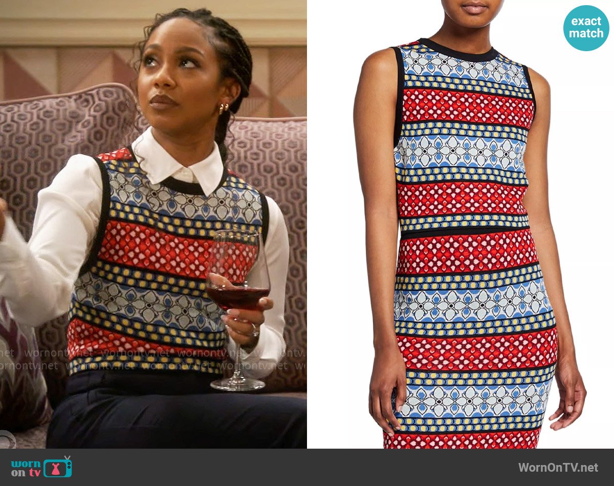 Alice + Olivia Coryn Printed Tank Top worn by Nina (Tetona Jackson) on Poppas House