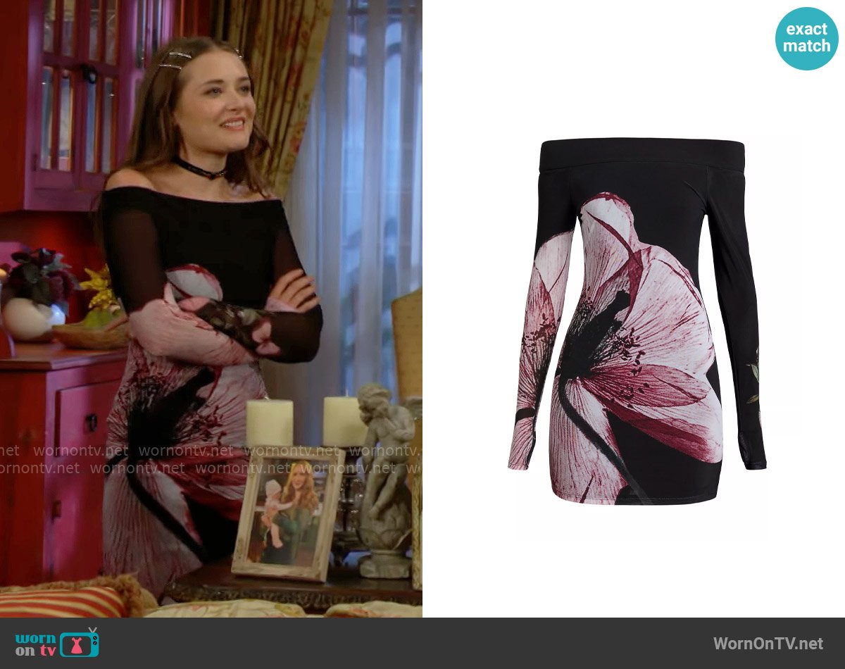 Alice + Olivia Dorinda Dress in Luna Floral worn by Faith Newman (Reylynn Caster) on The Young and the Restless