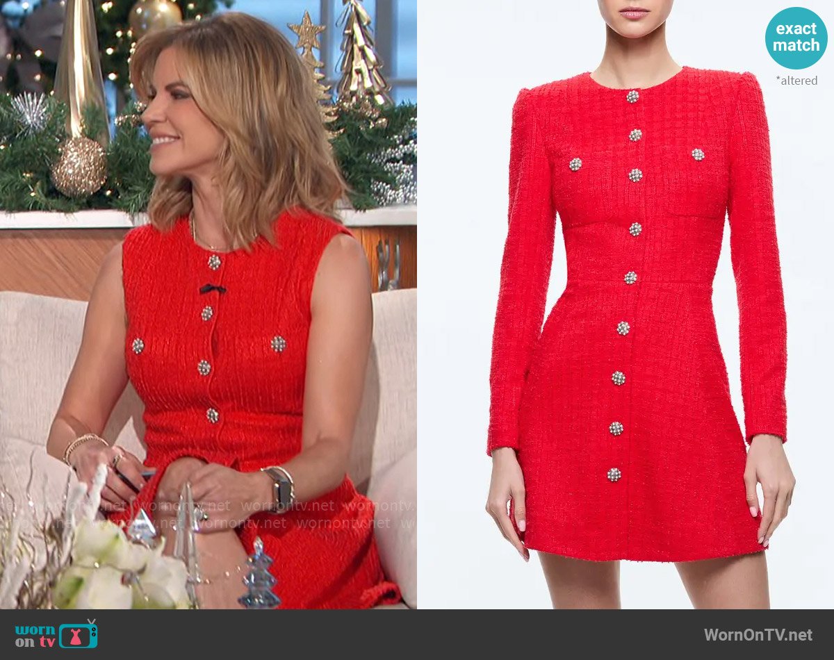 Alice + Olivia Shiloh Tweed Mini Dress worn by Natalie Morales on The Talk