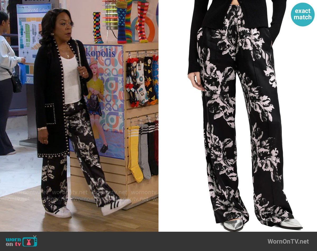 All Saints Charli Pants in Monica Black worn by Tina Butler (Tichina Arnold) on The Neighborhood