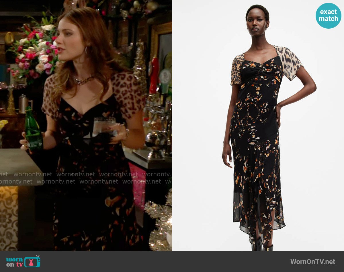 All Saints Leah Dress in Kateri Black worn by Tessa Porter (Cait Fairbanks) on The Young and the Restless