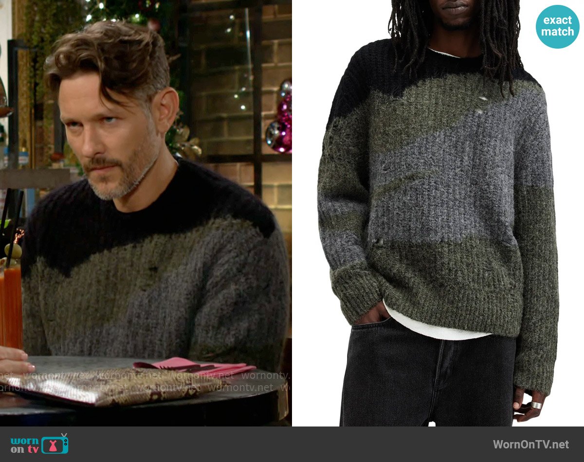 All Saints Sur Colorblock Alpaca Blend Sweater worn by Daniel Romalotti (Michael Graziadei) on The Young and the Restless