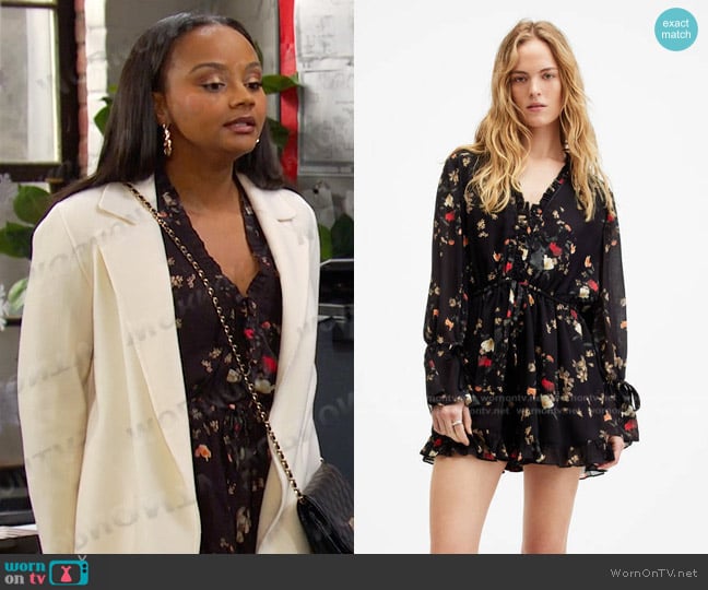 Chanel’s black floral romper on Days of our Lives