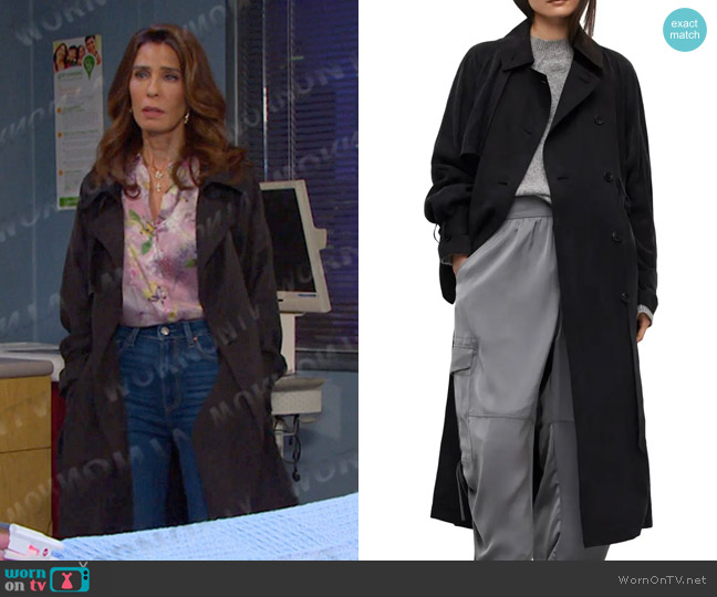 All Saints Kikki Trench Coat worn by Hope Williams (Kristian Alfonso) on Days of our Lives