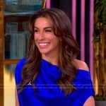 Alyssa’s blue satin drape top and pants on The View