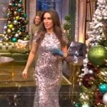 Alyssa’s floral metallic midi dress on The View