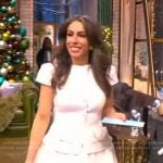 Alyssa’s white metallic tweed mini dress on The View