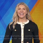 Amanda’s black cardigan with white trim on The Talk