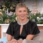 Amanda’s black embellished satin dress on The Talk