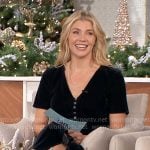 Amanda’s navy velvet button front dress on The Talk