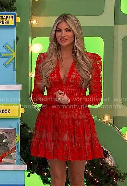 Amber's red lace dress on The Price is Right