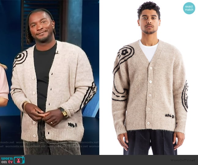 Scott’s paisley cashmere cardigan on Access Hollywood