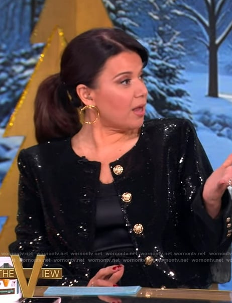 Ana’s black sequin cardigan and pants on The View