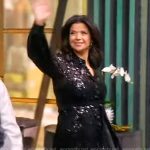 Ana’s black metallic lace dress on The View