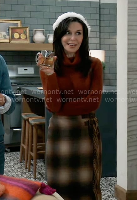 Anna's plaid fringed wrap skirt on General Hospital