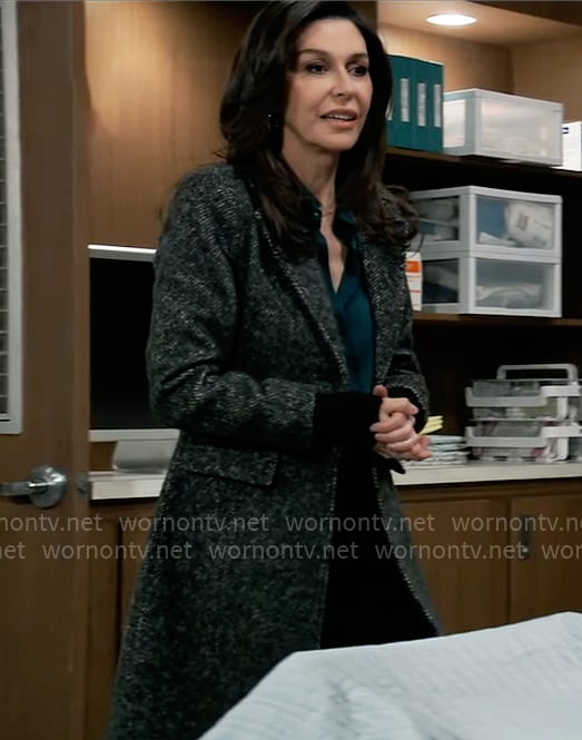 Anna’s long tweed coat on General Hospital