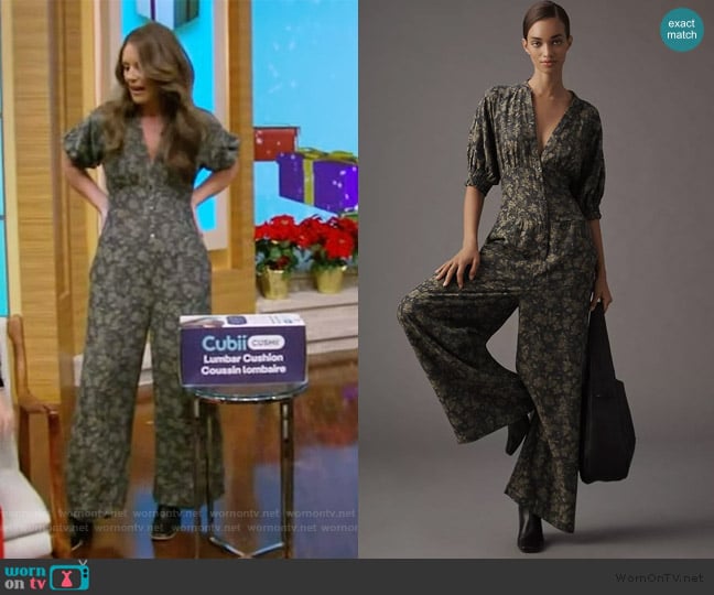 Monica Mangin’s floral print jumpsuit on Live with Kelly