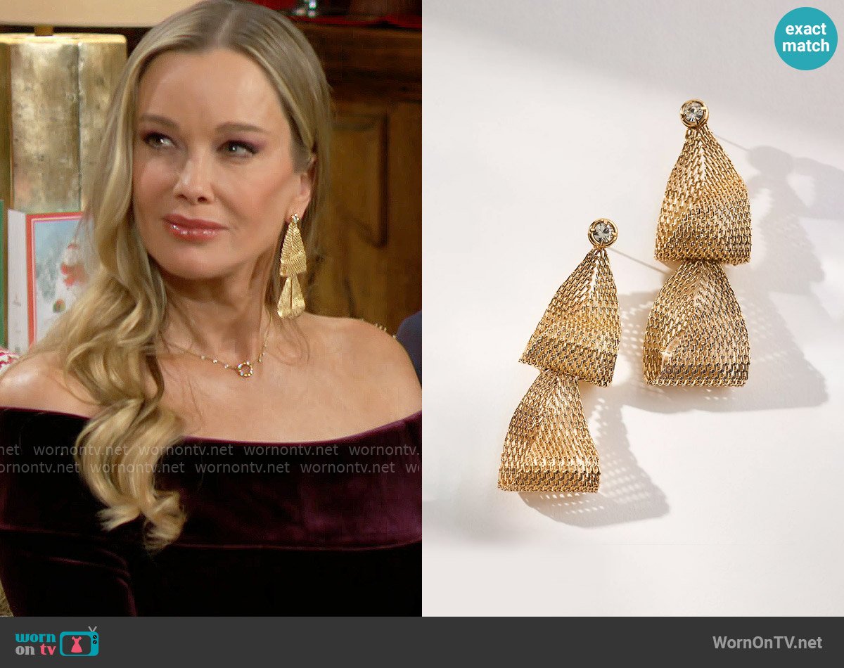 Anthropologie Chain Double Drop Earrings worn by Donna Logan (Jennifer Gareis) on The Bold and the Beautiful