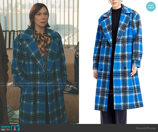 Aqua Plaid Duster Trench Coat worn by Elsbeth Tascioni (Carrie Preston) on Elsbeth