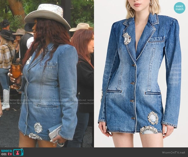 Garcelle’s embellished denim blazer dress on The Real Housewives of Beverly Hills