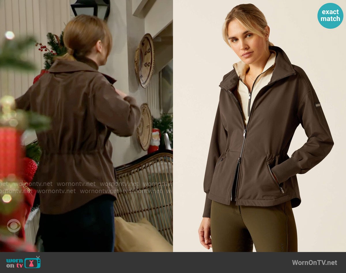 Ariat Estrade Softshell Jacket in Banyan Bark worn by Claire Grace (Hayley Erin) on The Young and the Restless