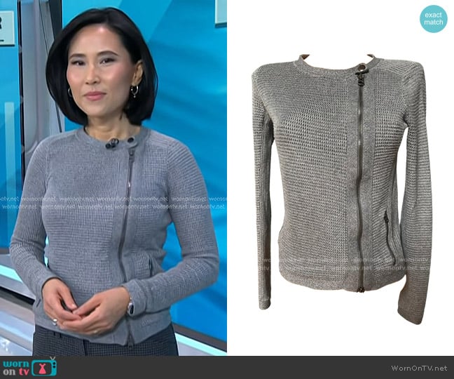 Armani Exchange Zip Front Sweater worn by Vicky Nguyen on Today