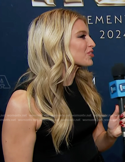 Ashley Bellman’s sleeveless black dress on E! News