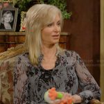 Ashley’s grey floral blouse on The Young and the Restless