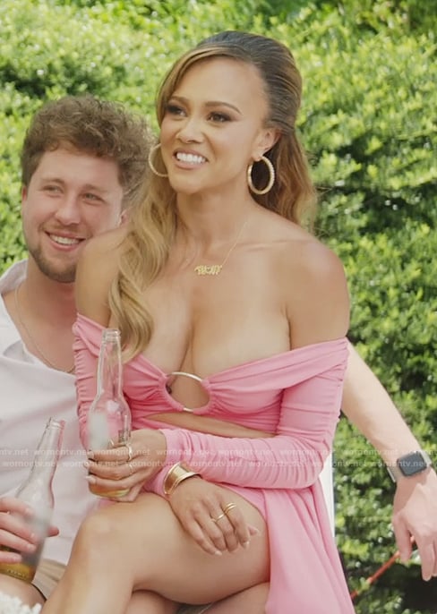 Ashley's pink ring detail dress on The Real Housewives of Potomac