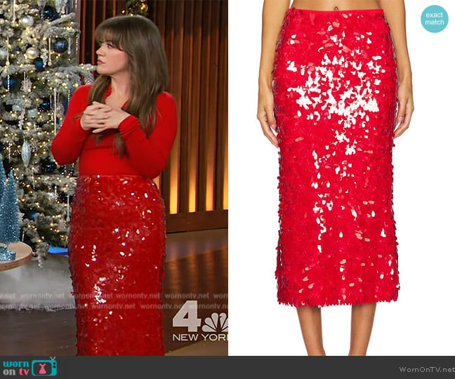 Kelly’s red sequin skirt on The Kelly Clarkson Show