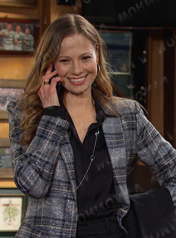 Ava’s metallic plaid blazer on Days of our Lives