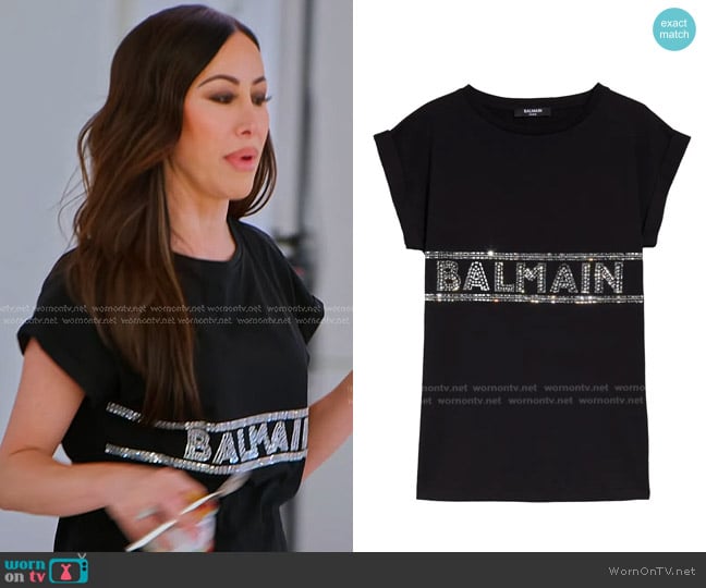 Balmain Logo-embellished T-shirt Dress in Black worn by Angie Katsanevas on The Real Housewives of Salt Lake City