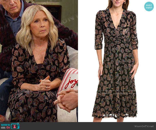 Jennifer’s black paisley print dress on Days of our Lives