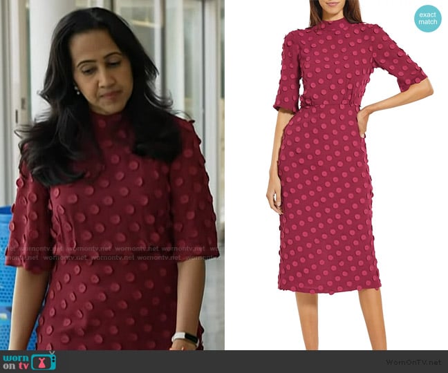 BCBGMAXAZRIA Dotted Applique Midi Dress worn by Dr. Rajita Patil on Today