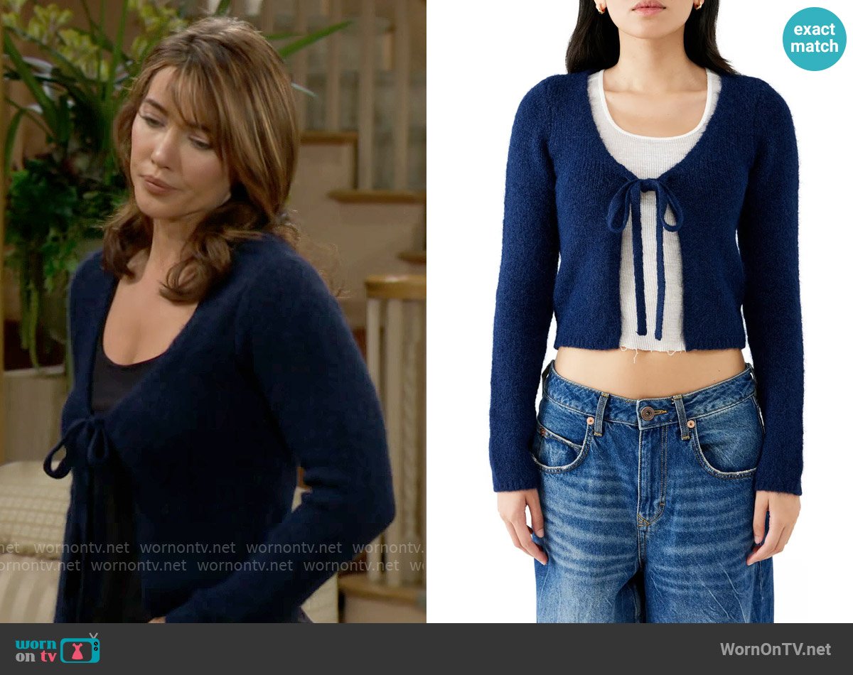 BDG at Urban Outfitters Tie Front Cardigan worn by Steffy Forrester (Jacqueline MacInnes Wood) on The Bold and the Beautiful