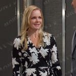 Belle’s black floral wrap dress on Days of our Lives