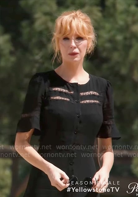 Beth's black lace funeral dress on Yellowstone