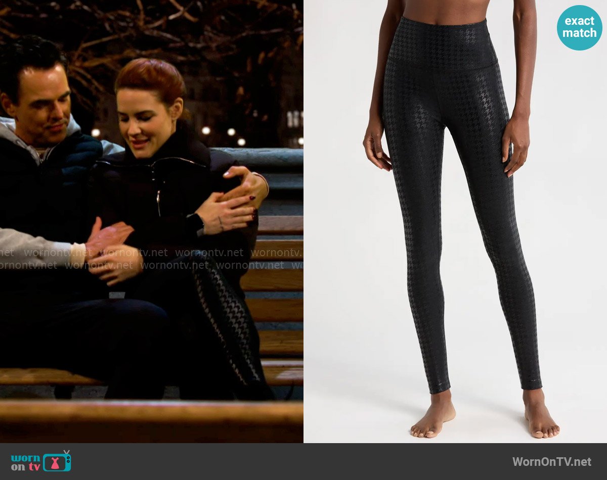 Beyond Yoga Houndstooth High Waist Midi Leggings worn by Sally Spectra (Courtney Hope) on The Young and the Restless