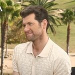 Billy Eichner’s pointelle knit polo on Access Hollywood