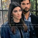 Brook Lynn’s teal satin short sleeved jacket on General Hospital