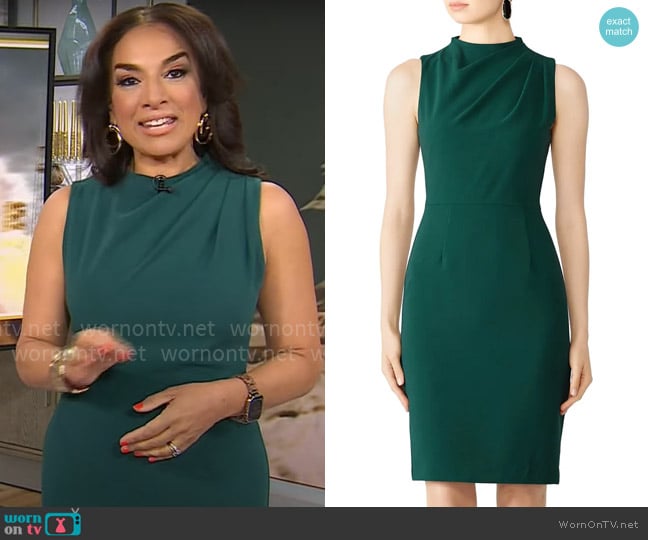 Black Halo Corrine Dress worn by Michelle Miller on CBS Mornings