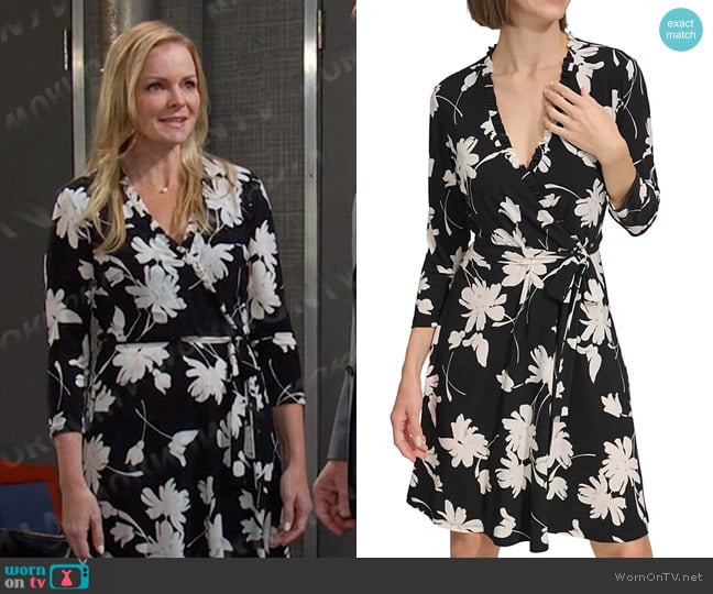 Tommy Hilfiger Floral Ruffle-Neck Wrap Dress worn by Belle Brady (Martha Madison) on Days of our Lives