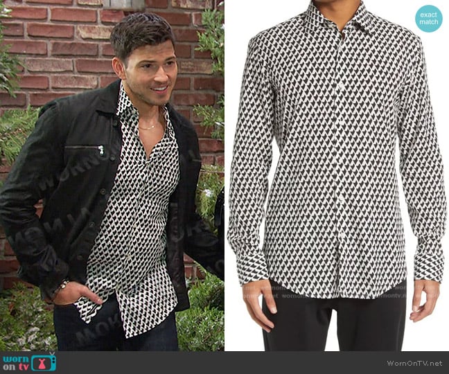 Boss Hank Kent Trim Fit Long Sleeve Button-Up Shirt worn by Alexander Kiriakis (Robert Scott Wilson) on Days of our Lives