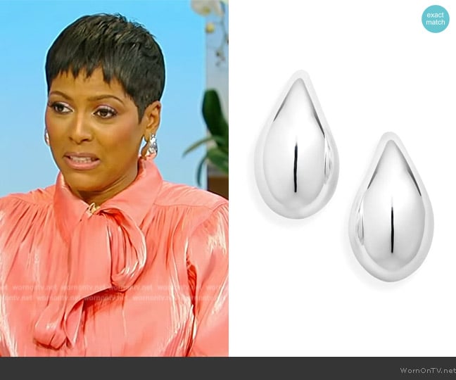 Bottega Veneta Drop Sterling Silver Stud Earrings worn by Tamron Hall on Tamron Hall Show