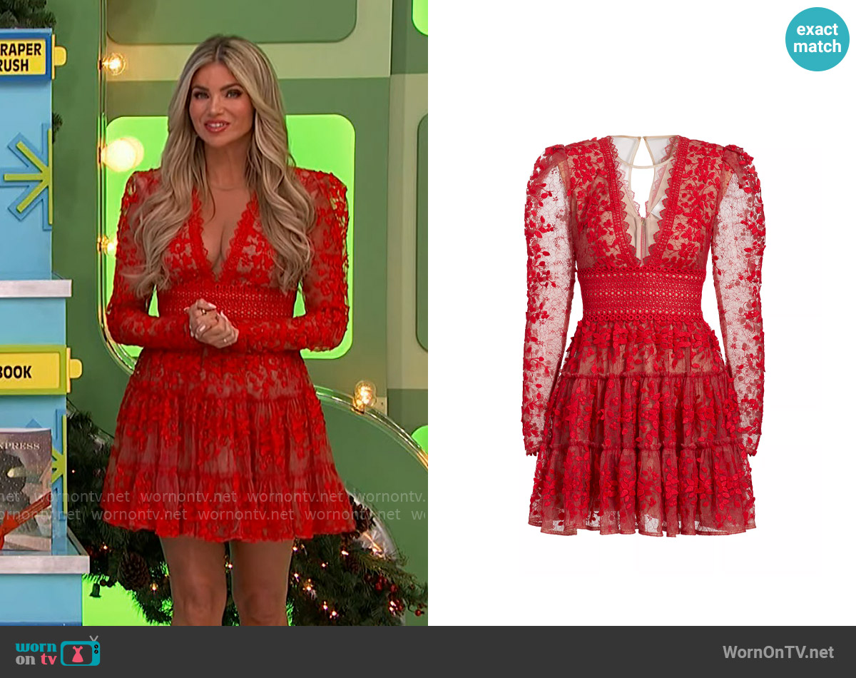 Bronx and Banco Megan Lace Tiered Minidress worn by Amber Lancaster on The Price is Right